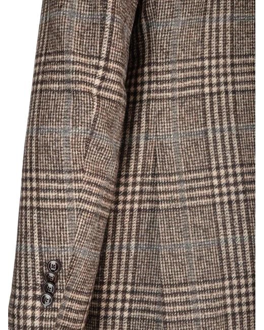 Al Duca D'aosta Brown Prince Of Wales Check Single-Breasted Jacket for men
