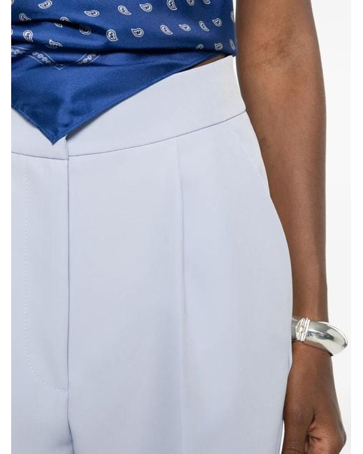 Carla G White Pleated-Detail Tapered-Leg Trousers