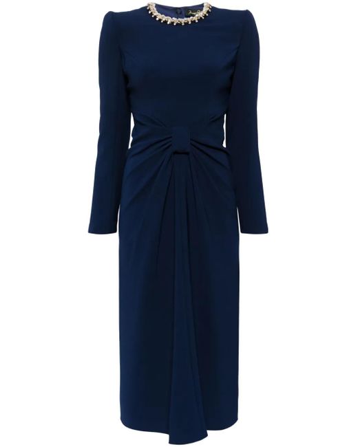 Jenny Packham Blue Sunday Gathered Midi Dress