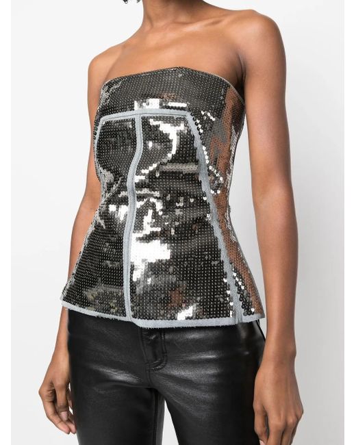 Rick Owens Black Sequin-Embellished Bustier Top
