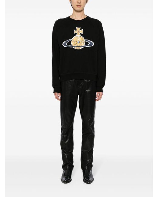 Vivienne Westwood Black Orb-print Cotton Sweatshirt for men
