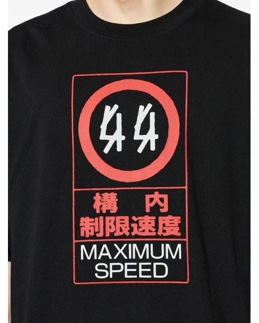 44 Label Group Black Graphic Print T-Shirt for men