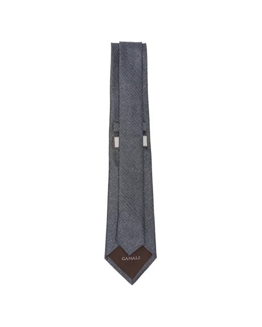 Canali White Geometric-Pattern Silk Tie for men