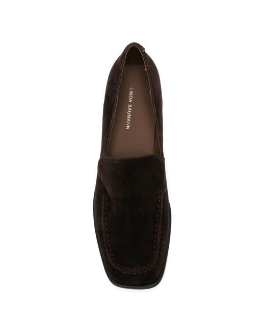 Linda Baumann Black Square-Toe Loafers