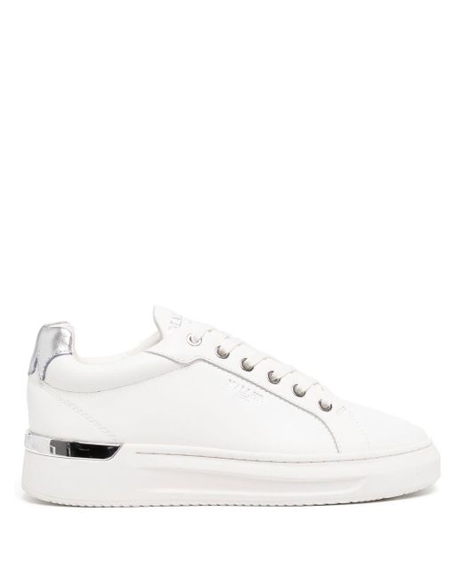 Mallet Leather Side Logo-print Low-top Sneakers in White | Lyst UK
