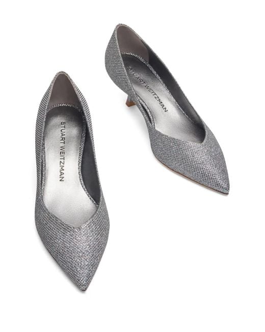 Stuart Weitzman Gray Eva 35Mm Glitter Pumps