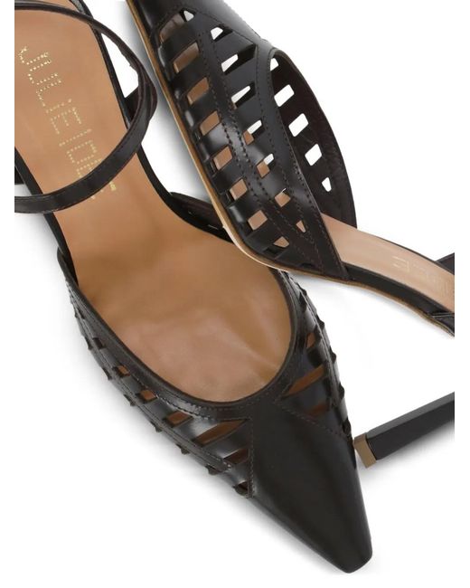 Julie Dee Black Cut-Out Pointed-Toe Pumps