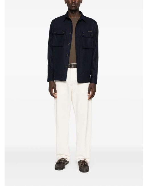Paolo Pecora Blue Double-Pocket Button-Down Shirt for men