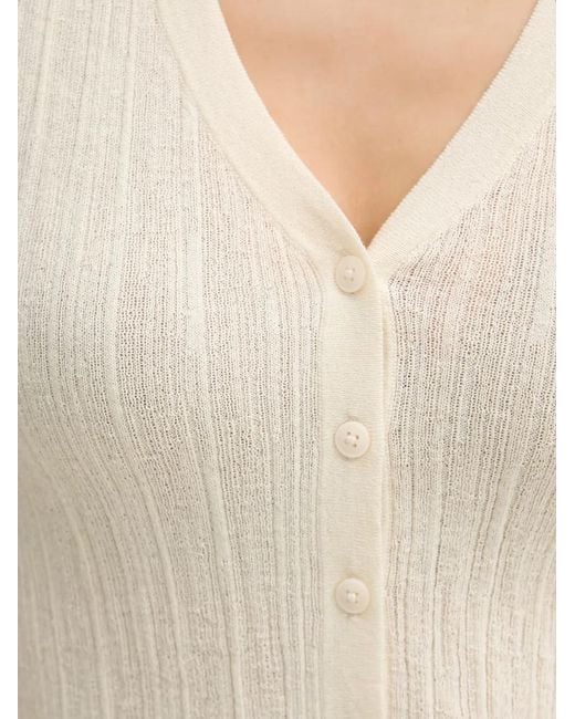 Sisley White Ribbed-Knit V-Neck Vest