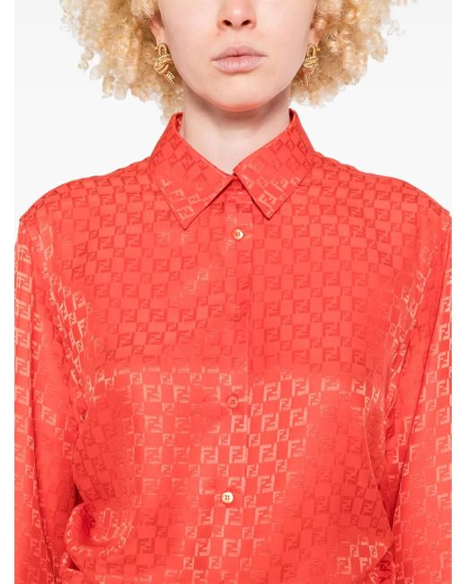 Fendi Blouse Met Ff-Jacquard in het Red