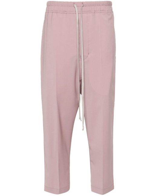 Rick Owens Pink Pressed-crease Cropped Trousers