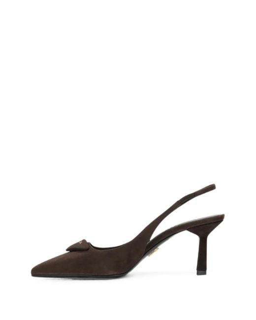 Prada Metallic Slingback Suede Pumps