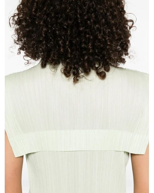 Pleats Please Issey Miyake White Mock-Neck Midi Dress