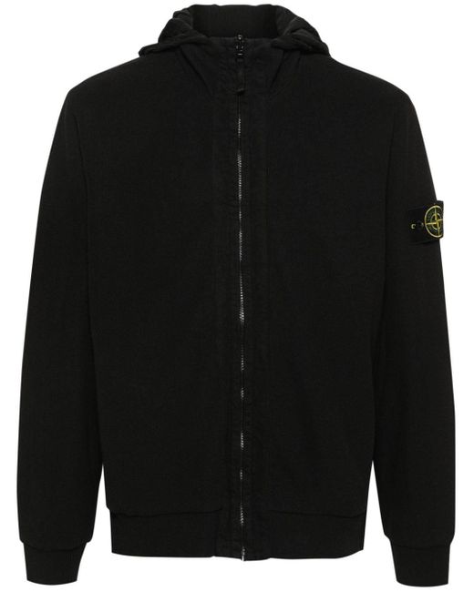 Stone Island Black Compass-Badge Reversible Hooded Jacket for men