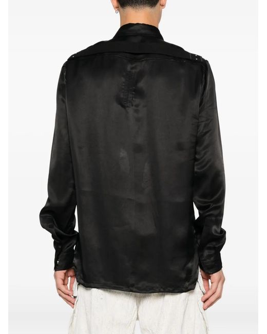 Rick Owens Black Long-Sleeve Shirt for men