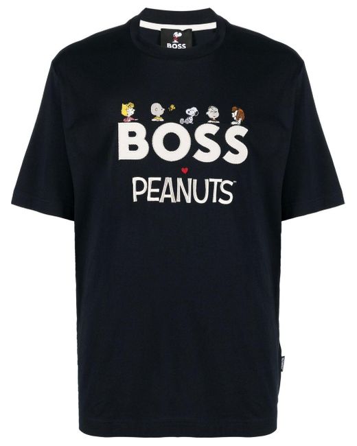 BOSS by HUGO BOSS Cotton X Peanuts Logoprint Tshirt in Blue for Men
