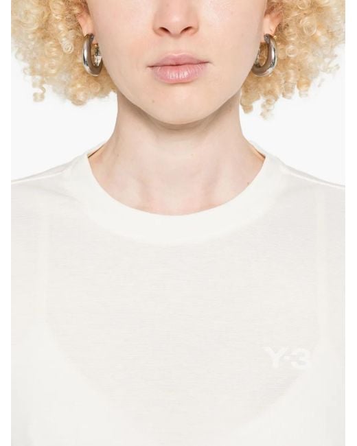Y-3 White Long-Sleeve Crew-Neck Top