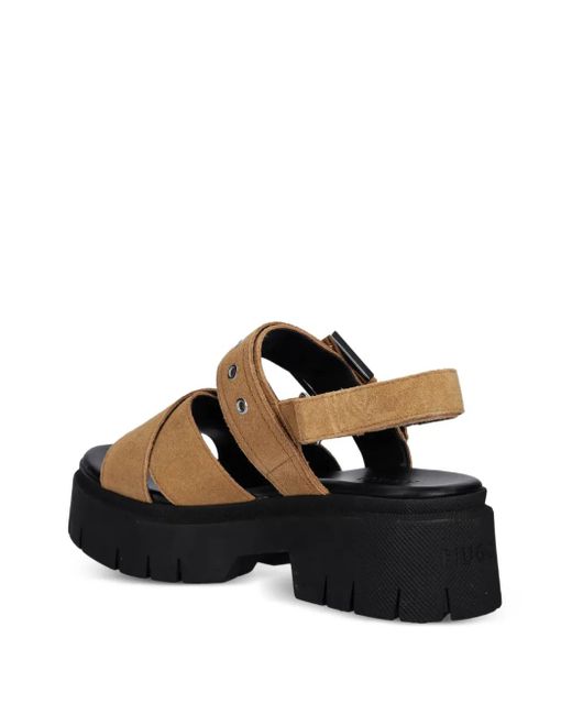 HUGO Multicolor Buckle-Strap Suede Sandals