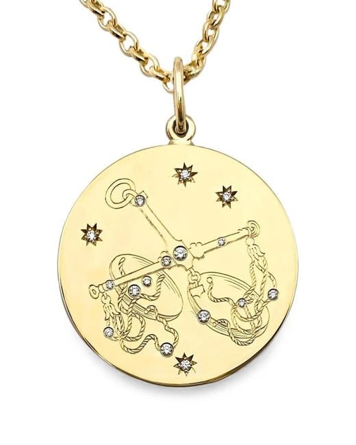 Verdura Metallic Zodiac Libra Diamond Pendant Necklace