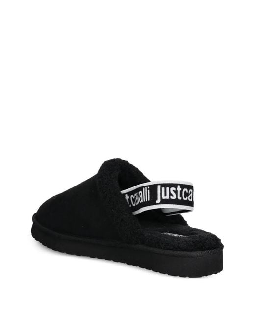 Just Cavalli Black Round-Toe Mules