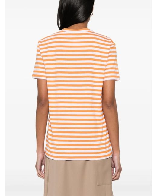 Patou Orange T-Shirt Rayé À Logo Imprimé