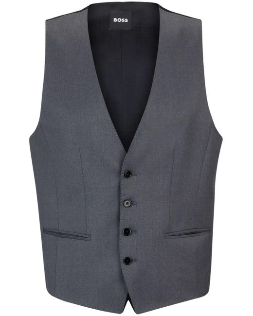 Boss Gray Tailored Button-Down Waistcoat for men