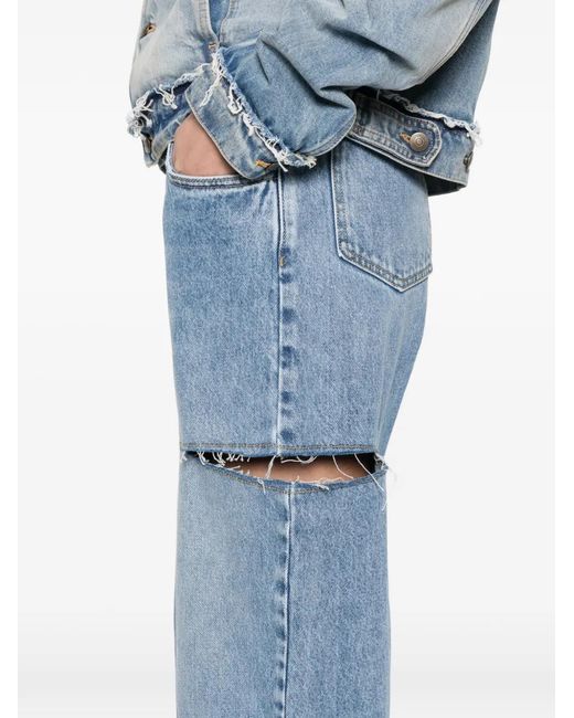 MM6 by Maison Margiela Blue Cut-Out Wide-Leg Jeans