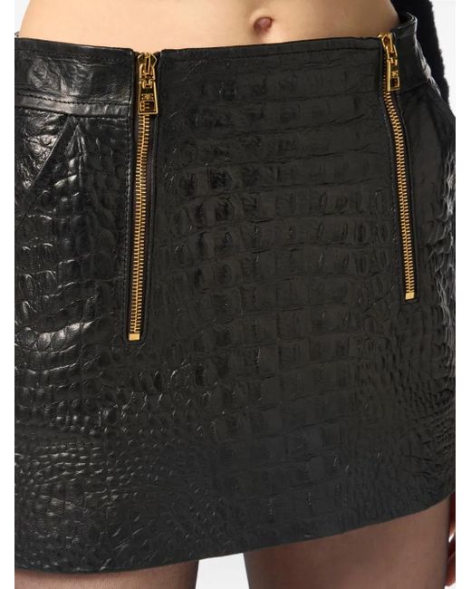 Minigonna Con Effetto Coccodrillo di Elisabetta Franchi in Black