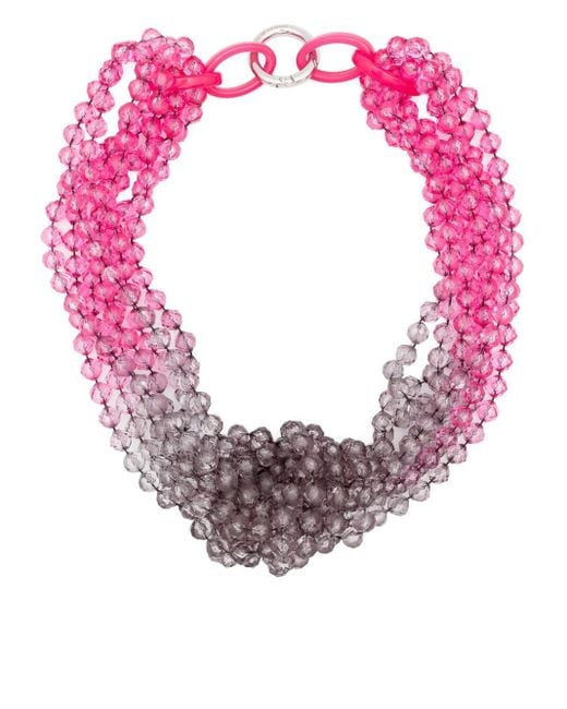 Emporio Armani Pink Halskette im Layering-Look mit Perlen