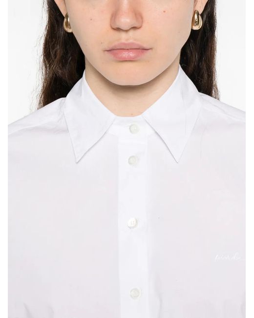 Pinko White Boxy Poplin Shirt