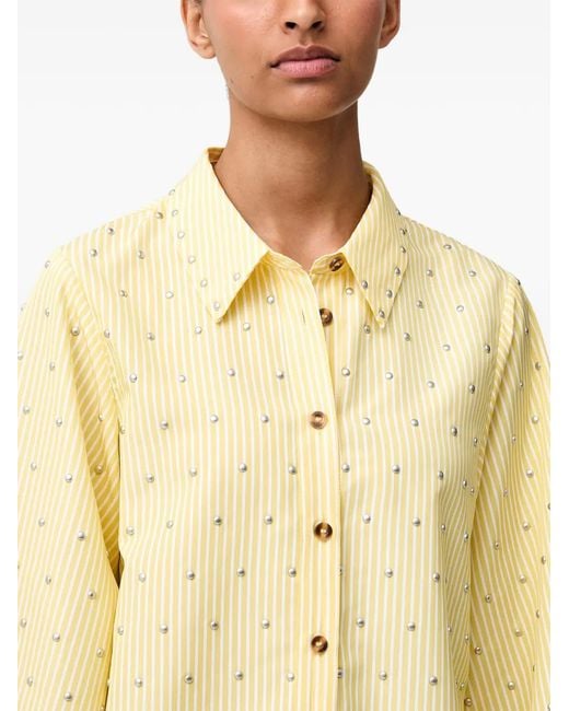 Never Fully Dressed Natural Stud-Embellished Striped Shirt