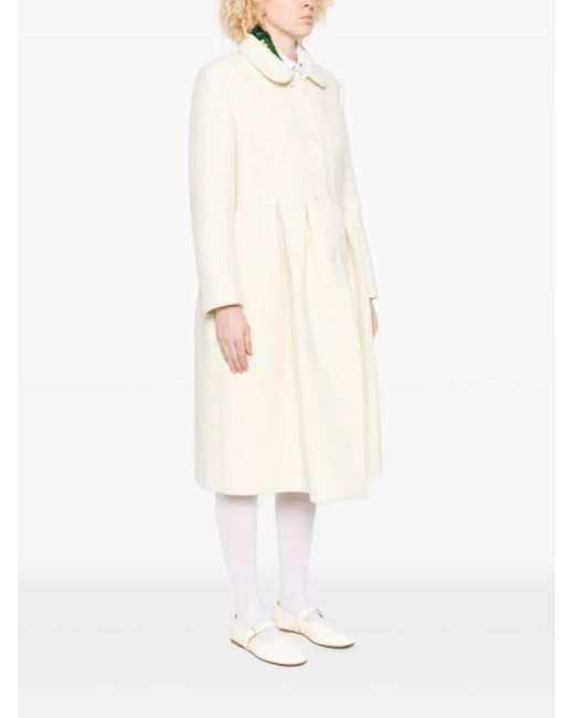 Vivetta White Peter Pan Collar-Pleated Coat
