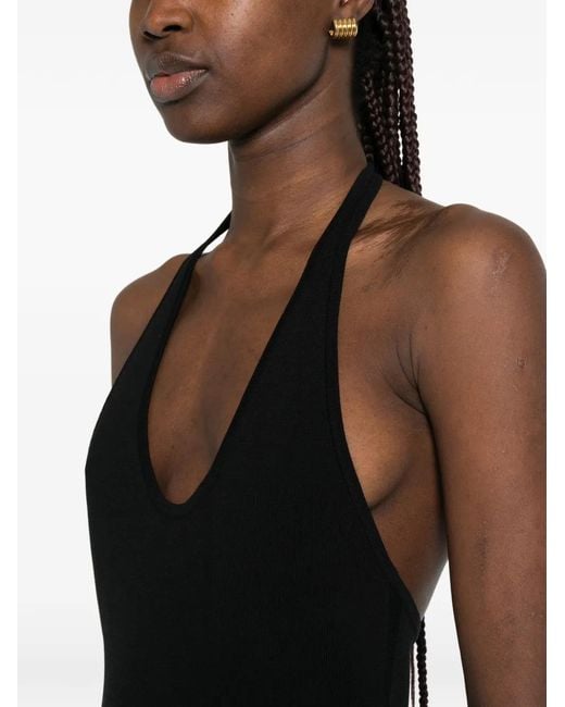 Totême Black Compact Knit Halter Dress