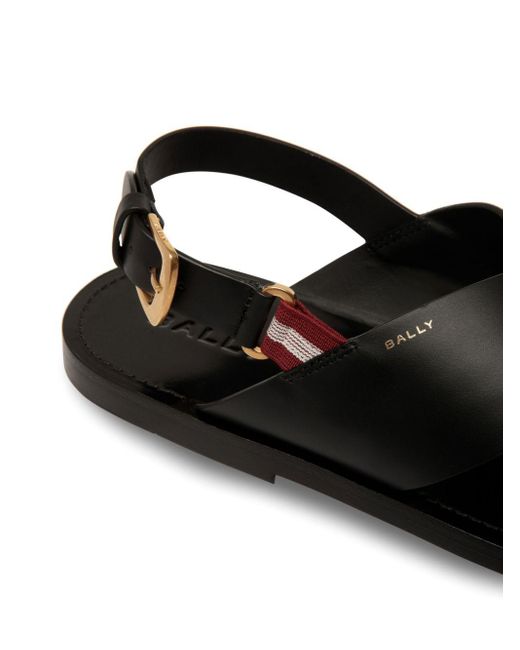 Bally Black Chateau Crossover-strap Leather Sandals for men