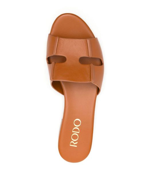 Rodo Brown Cut-out Flat Slides