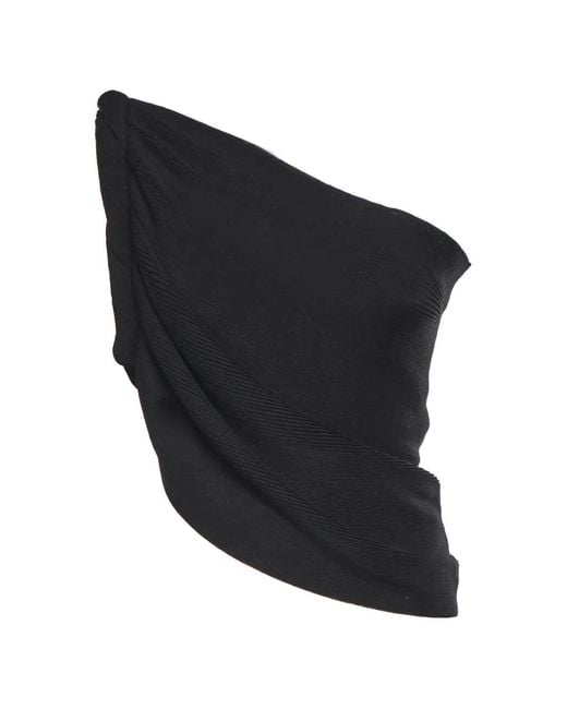 Alberta Ferretti Black One-Shoulder Draped Top