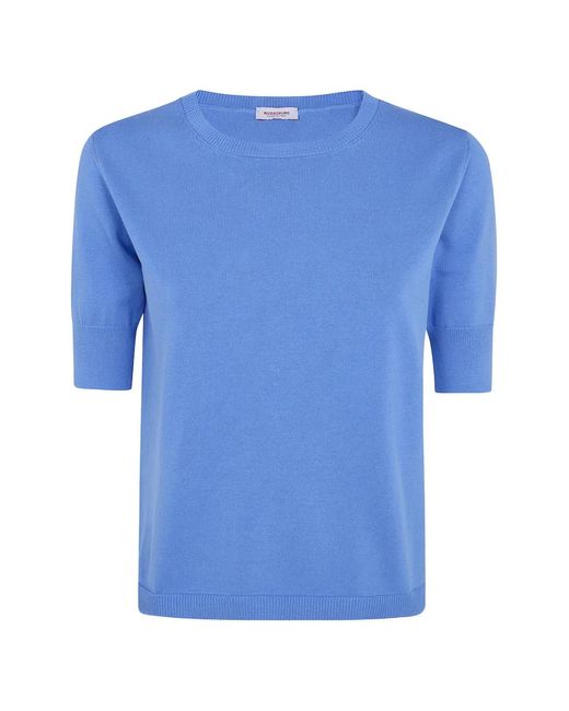 Rossopuro Blue Short-Sleeve Knitted Top