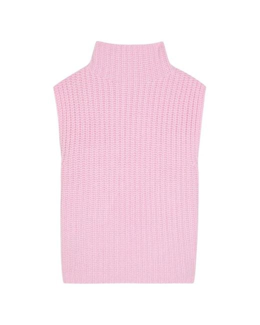 Lisa Yang Pink Bavoir En Maille À Col Roulé