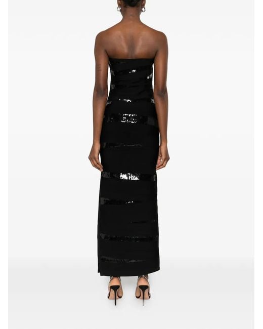 Hervé Léger Black Chiara Gown Sequin-Embellished Midi Dress