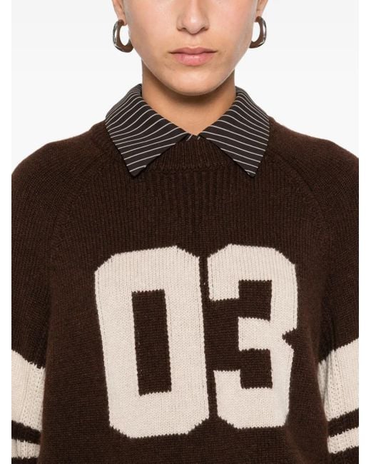 Ba&sh Brown Pullover mit Nummern-Intarsie