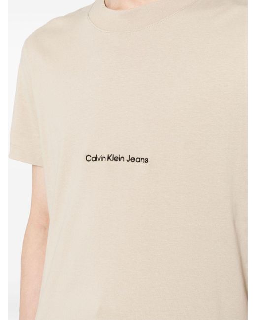 Calvin Klein T-Shirt mit Logo-Print in Natural für Herren