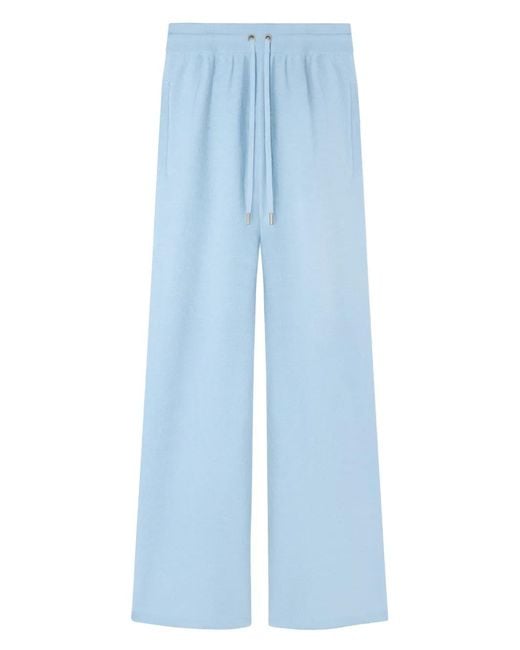 Versace Blue Wool-Blend Flared Towel Pants