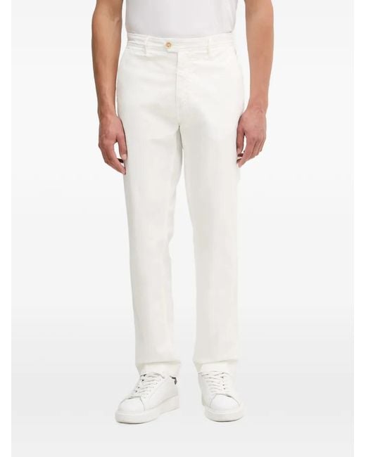 Aeronautica Militare White Logo-Patch Straight-Leg Trousers for men