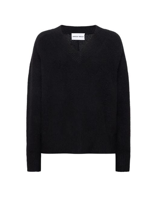 EMERSON RENALDI Black V-Neck Knitted Sweater