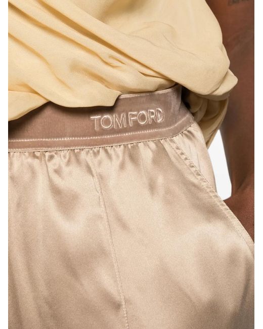 Tom Ford Natural Logo-Waistband Trousers