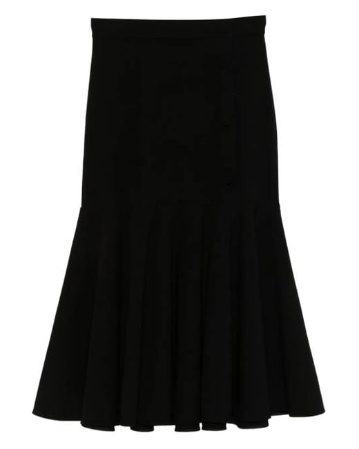 Sandro Midi-Rok Met Ruches in het Black