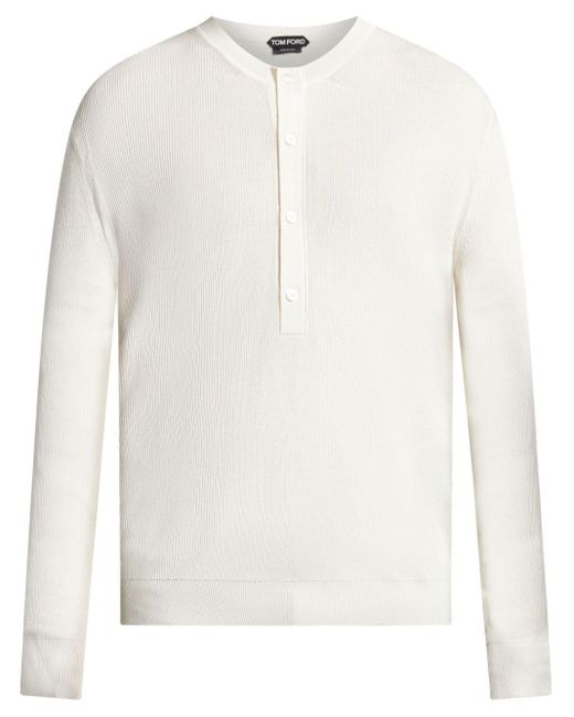 Tom Ford Henley-Pullover mit rundem Ausschnitt in White für Herren