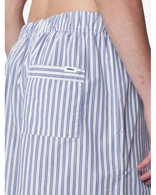 Tekla Blue Skagen-Stripes Pajamas Shorts