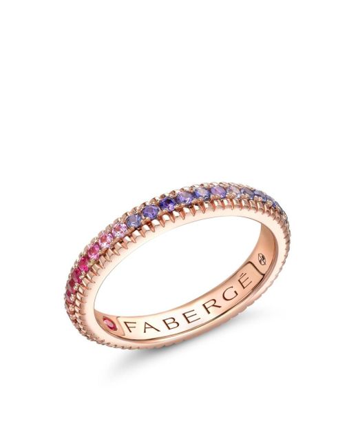 Faberge Pink Colours Of Love Rose Gold Rainbow Multicoloured Gemstone Fluted Eternity Ring