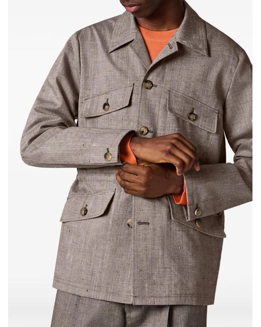 Paul Smith Gray Buttoned Flap-Pocket Jacket for men